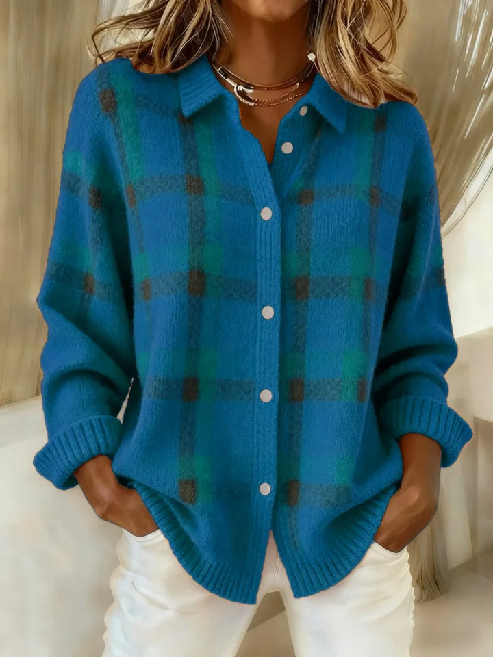 Cait | Retro Contrast Plaid Sweater
