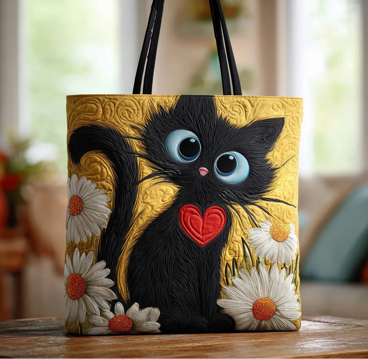 Artisanal Bag - Black Cat with Daisies