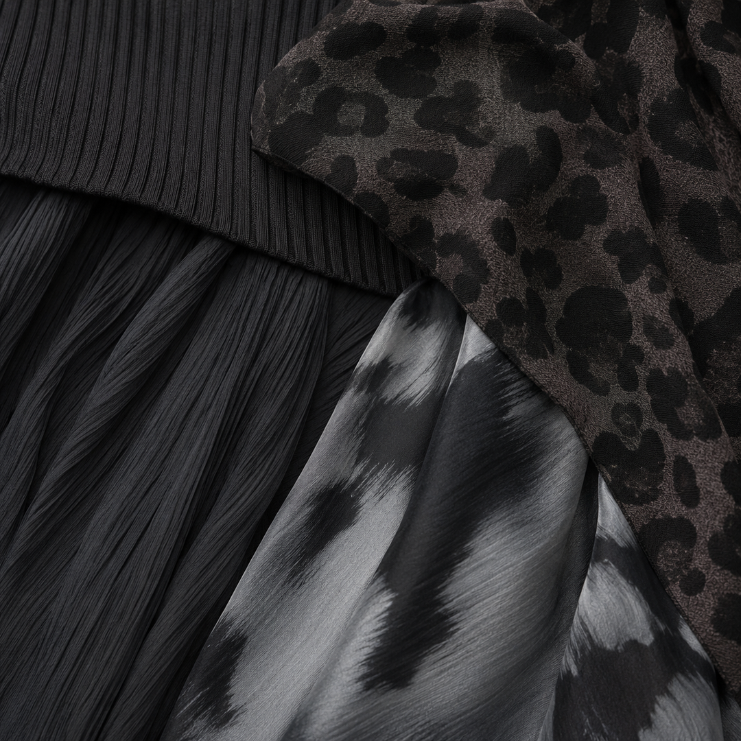 Fenna™ | Long Dress with Leopard Accent – Bold Elegance & Flowing Femininity
