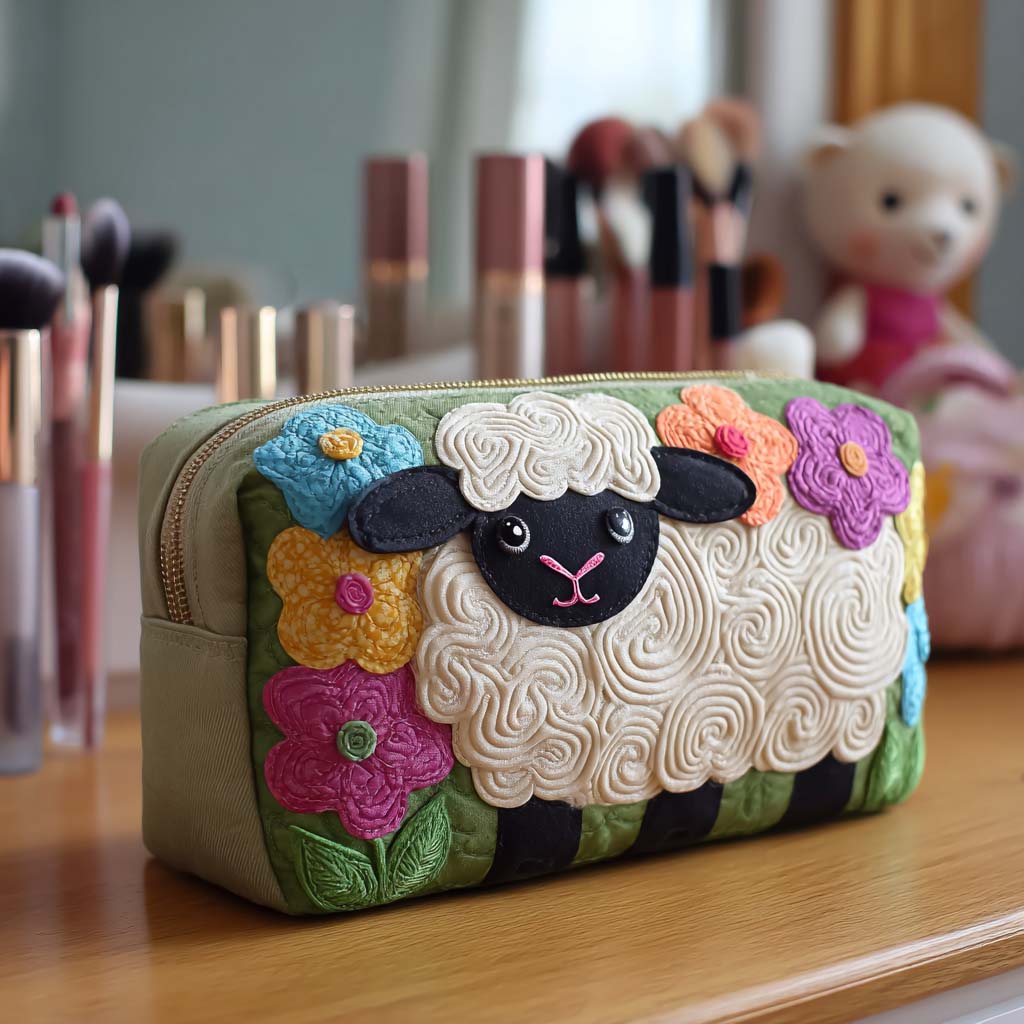 Kaia | Meadow Sheep Quilted Cosmetic Bag
