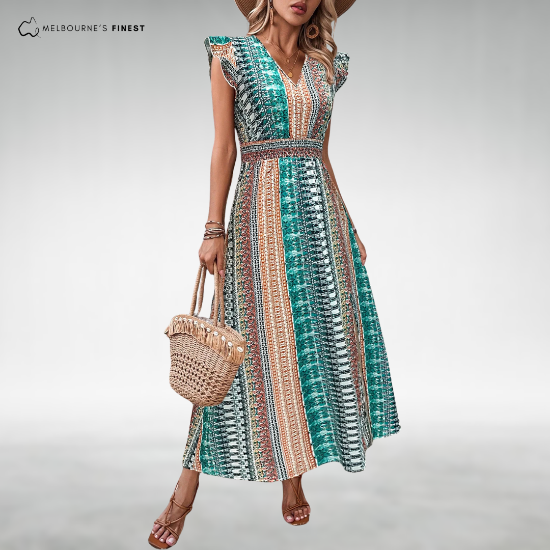 Elona™ Boho V-Neck Maxi Dress