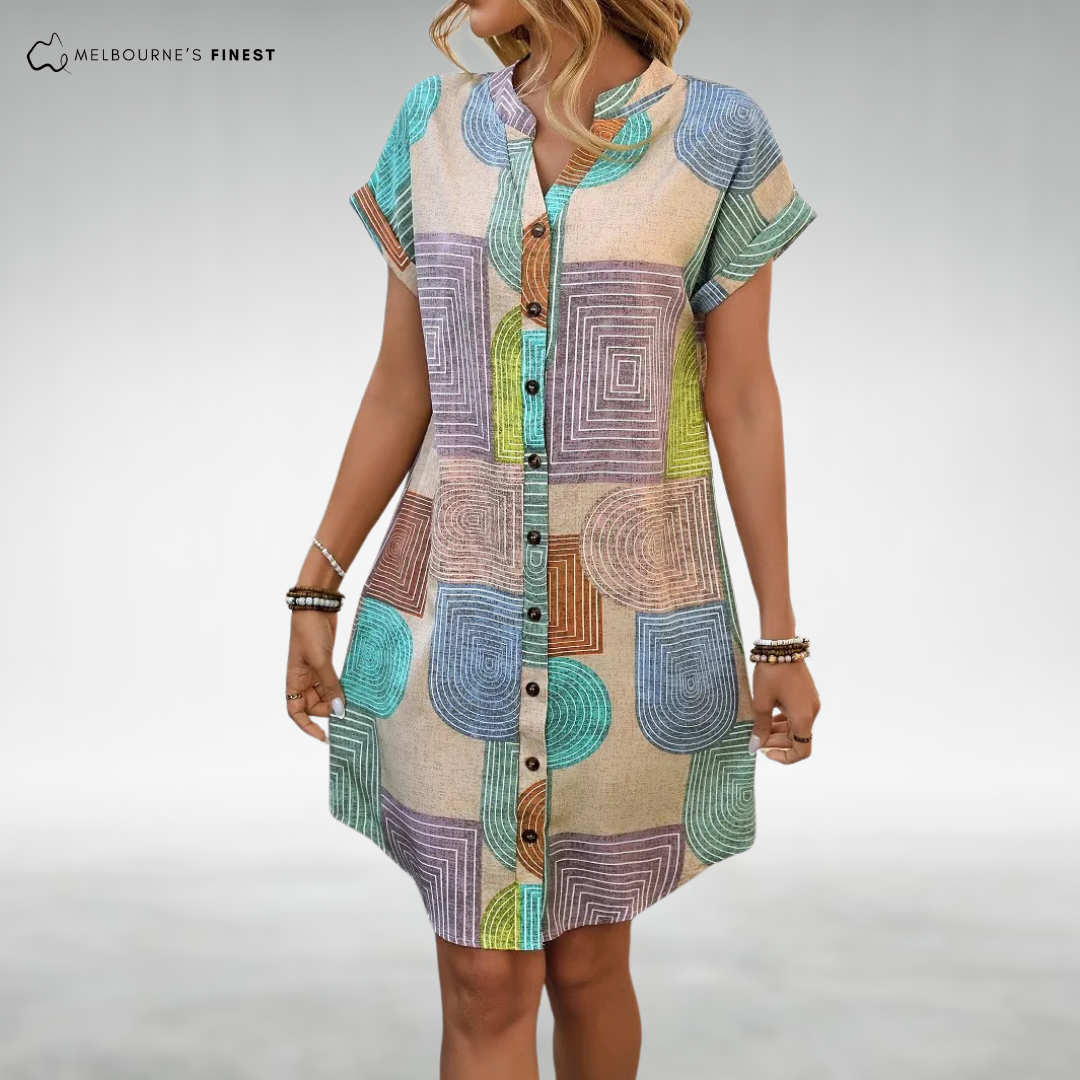 Fiona™ Elegant V-Neck Midi Dress