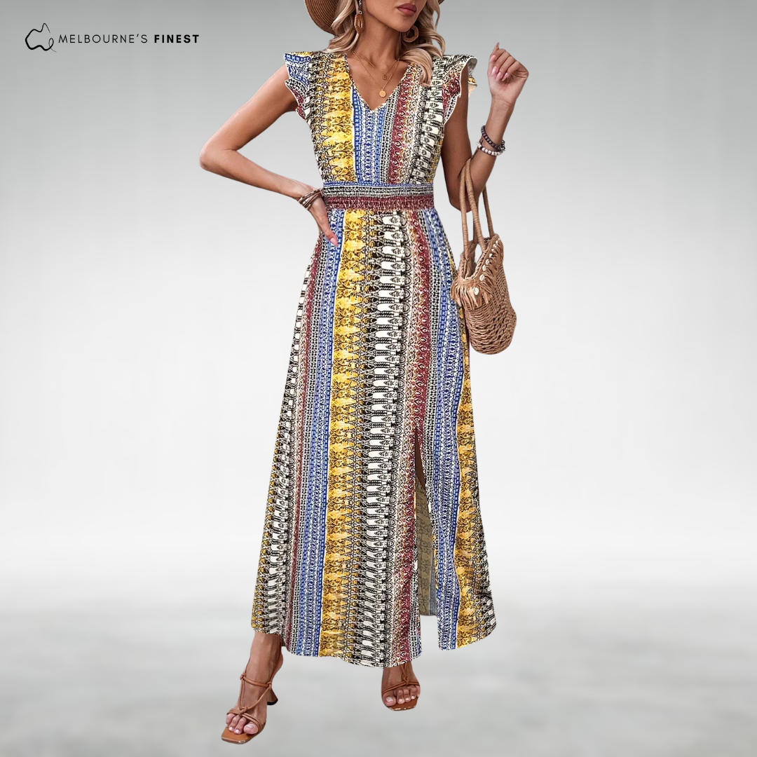 Elona™ Boho V-Neck Maxi Dress