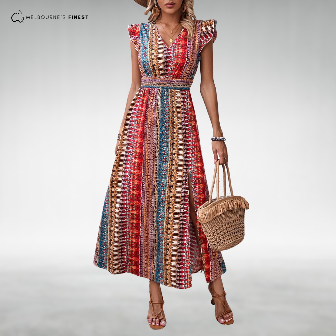 Elona™ Boho V-Neck Maxi Dress