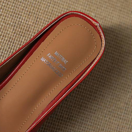 Emy | Genuine Leather Square Toe Mule Heels