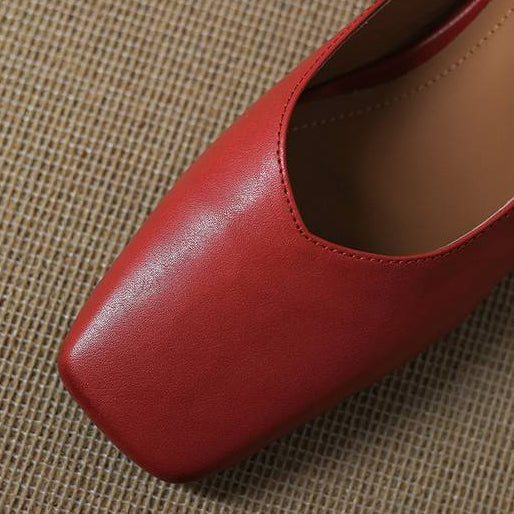 Emy | Genuine Leather Square Toe Mule Heels