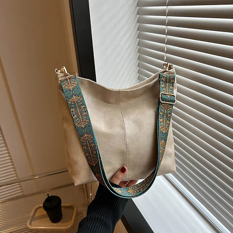 Women's Vintage Bucket Shoulder Bag – PU Leather