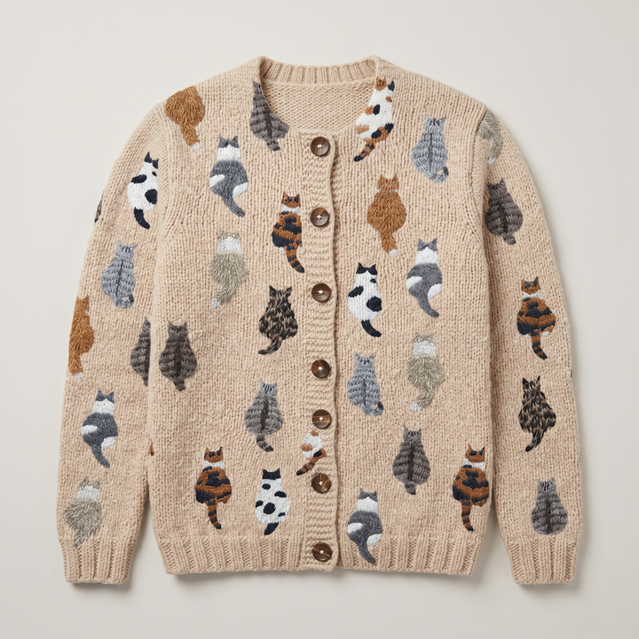 Bramley | Cat Print Knit Cardigan